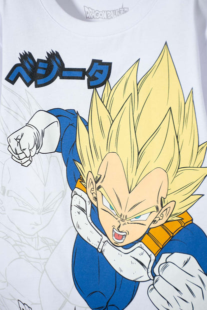 CAMISETA DE DRAGON BALL MANGA CORTA BLANCO PARA NIÑO