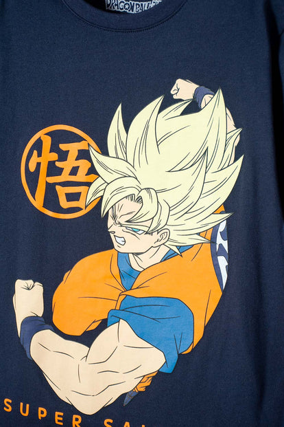 CAMISETA DE DRAGON BALL MANGA CORTA AZUL PARA NIÑO