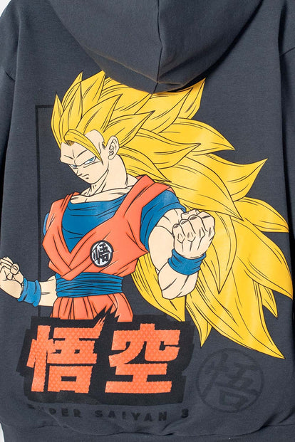 BUZO DE DRAGON BALL CERRADO GRIS PARA NIÑO