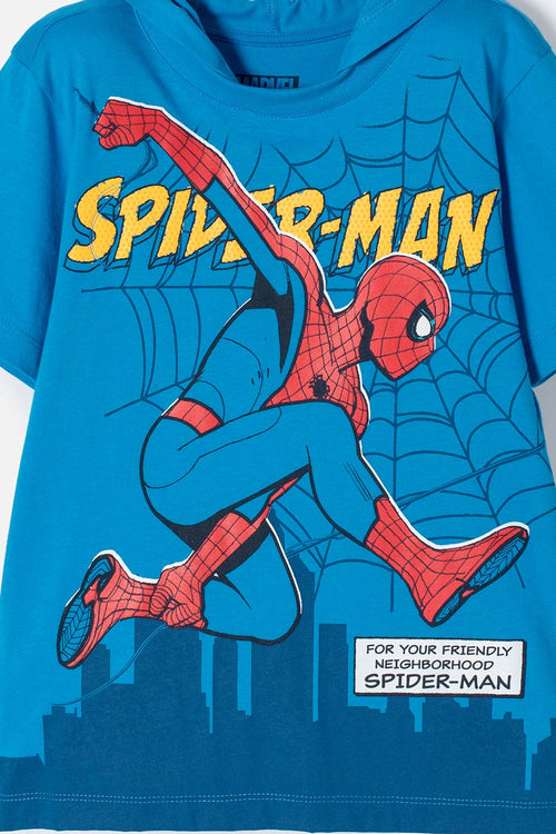 Card slide image -  CAMISETA DE SPIDERMAN CON CAPUCHA AZUL PARA NIÑO