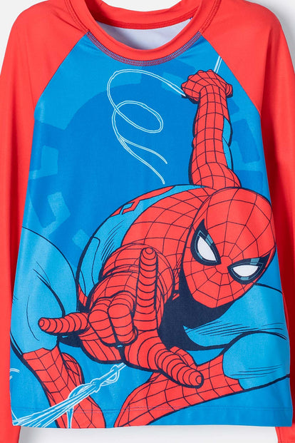 CONJUNTO DE BAÑO DE SPIDERMAN AZUL Y ROJO PARA NIÑO
