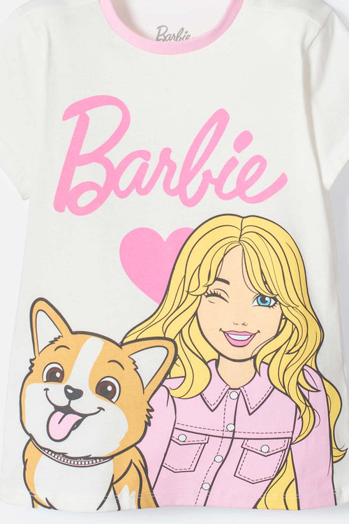 Card slide image -  PIJAMA DE BARBIE ROSADA DE MANGA CORTA PARA NIÑA