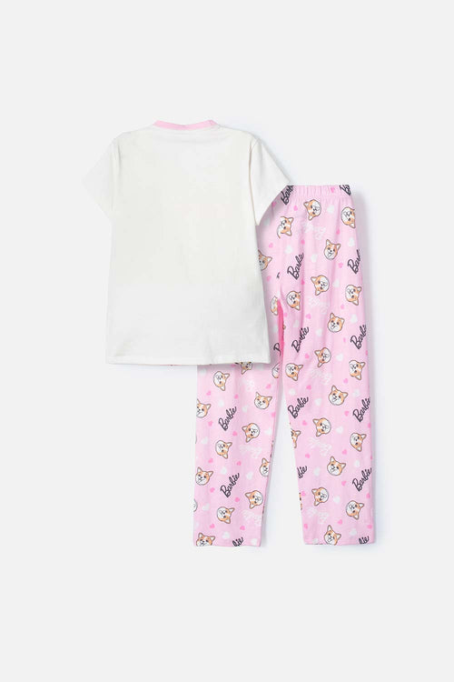 Card slide image -  PIJAMA DE BARBIE ROSADA DE MANGA CORTA PARA NIÑA