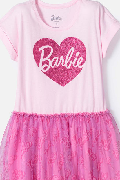 VESTIDO DE BARBIE ROSADO CON TUL PARA NIÑA