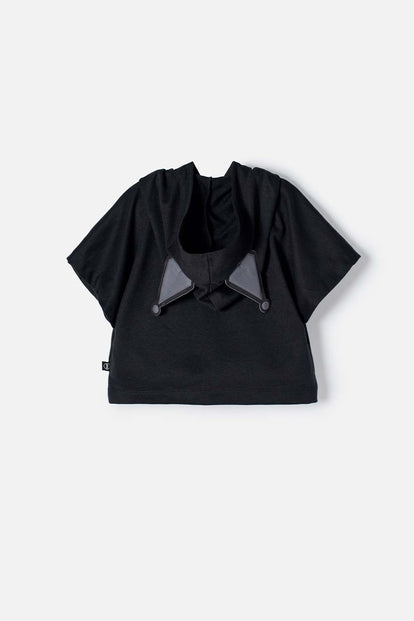 CAMISETA DE KUROMI CON CAPUCHA NEGRO PARA NIÑA