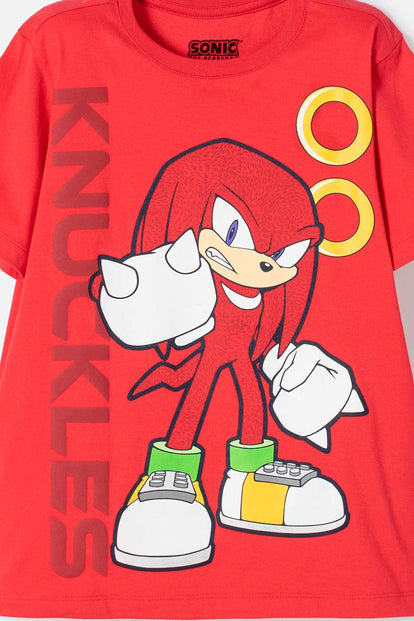 CAMISETA DE SONIC MANGA CORTA ROJO PARA NIÑO