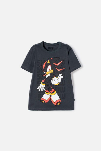 CAMISETA DE SONIC MANGA CORTA GRIS PARA NIÑO