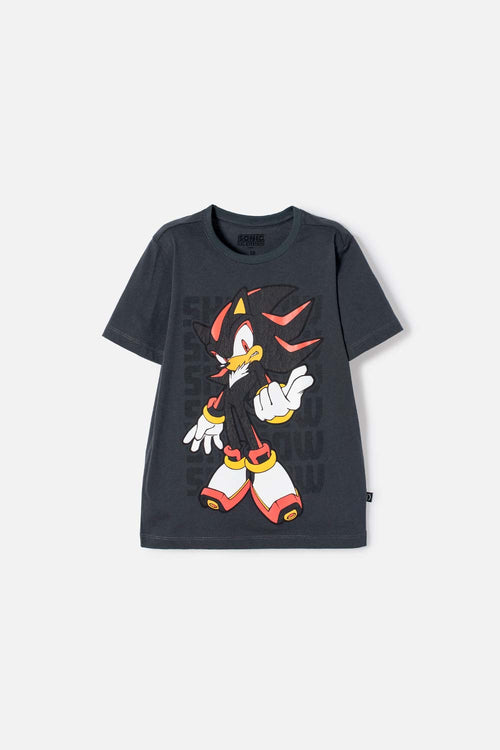 CAMISETA DE SONIC MANGA CORTA GRIS PARA NIÑO