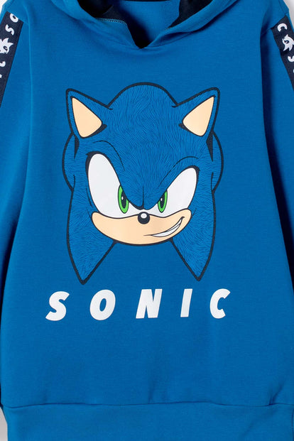 BUZO DE SONIC CON CAPUCHA AZUL PARA NIÑO