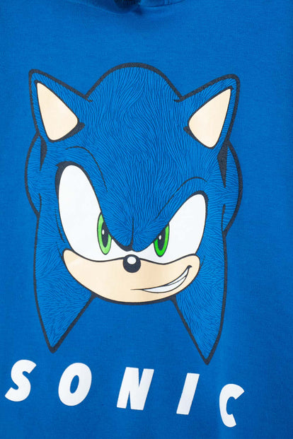  BUZO DE SONIC CON CAPUCHA AZUL PARA NIÑO