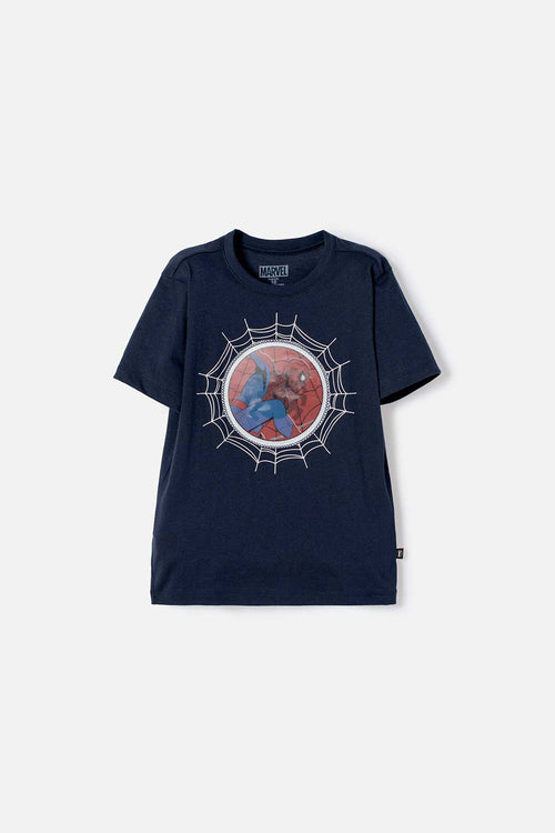 CAMISETA DE SPIDER-MAN MANGA CORTA AZUL PARA NIÑO