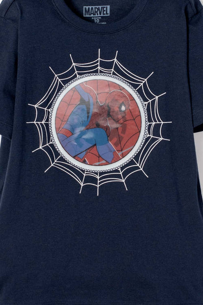 CAMISETA DE SPIDER-MAN MANGA CORTA AZUL PARA NIÑO