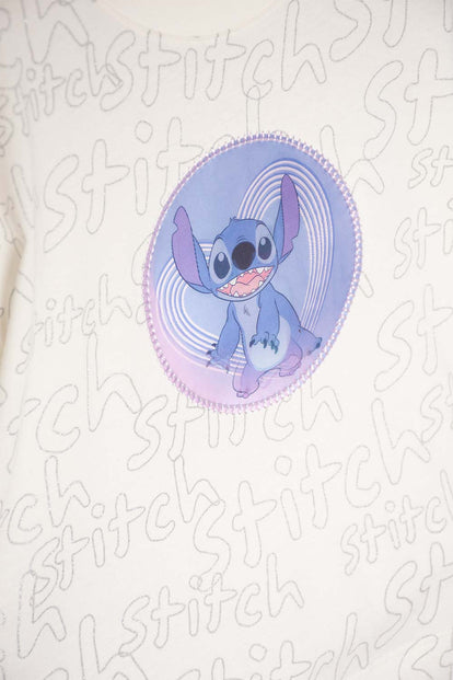 CAMISETA DE STITCH MANGA CORTA MARFIL PARA NIÑA NIÑA
