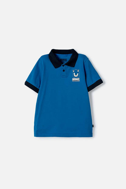 CAMISETA DE SONIC TIPO POLO AZUL PARA NIÑO