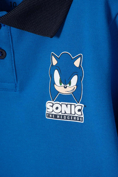CAMISETA DE SONIC TIPO POLO AZUL PARA NIÑO