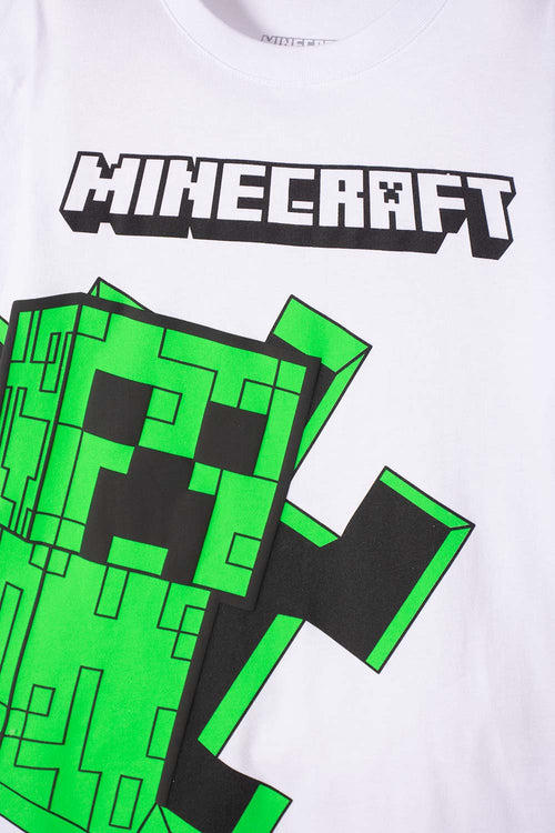 CAMISETA DE MINECRAFT MANGA CORTA BLANCA PARA NIÑO