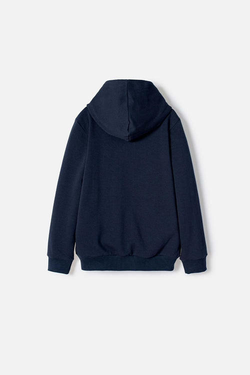 BUZO DE MINECRAFT CON CAPUCHA AZUL OSCURO PARA NIÑO