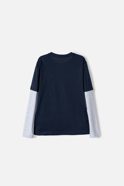 CAMISETA DE MINECRAFT MANGA LARGA AZUL PARA NIÑO