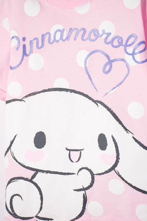 CAMISETA DE CINNAMOROLL MANGA CORTA ROSA PARA NIÑA