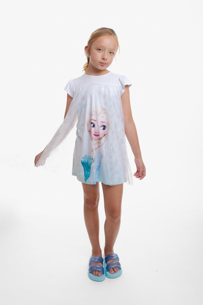  PIJAMA DE FROZEN TIPO BATOLA CON TULL BLANCO PARA NIÑA