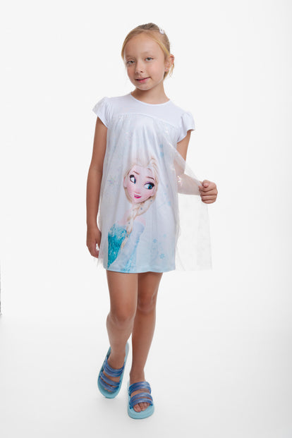 PIJAMA DE FROZEN TIPO BATOLA CON TULL BLANCO PARA NIÑA