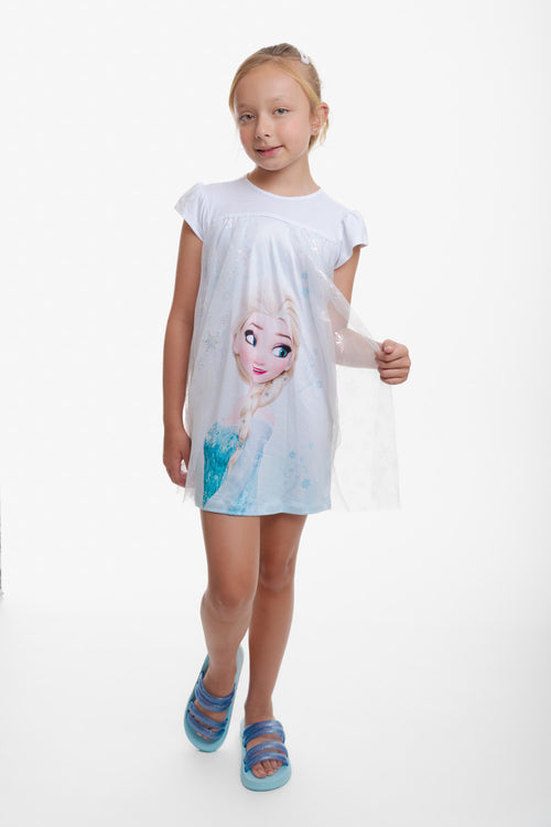 PIJAMA DE FROZEN TIPO BATOLA CON TULL BLANCO PARA NIÑA