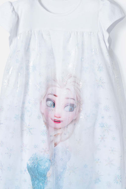  PIJAMA DE FROZEN TIPO BATOLA CON TULL BLANCO PARA NIÑA