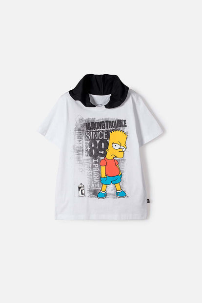 CAMISETA DE LOS SIMPSON MANGA CORTA NEGRO Y BLANCO PARA NIÑO