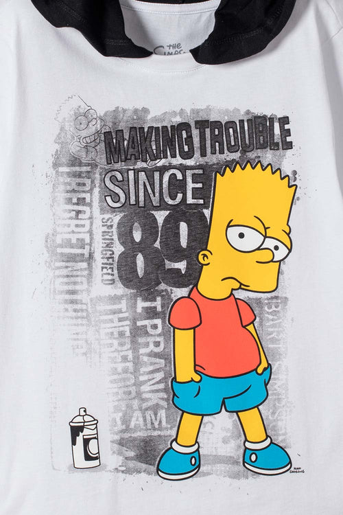 CAMISETA DE LOS SIMPSON MANGA CORTA NEGRO Y BLANCO PARA NIÑO