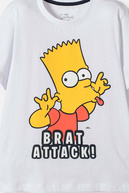 PIJAMA  DE LOS SIMPSON CON PANTALÓN LARGO BLANCO, AZUL Y AMARILLO PARA NIÑO