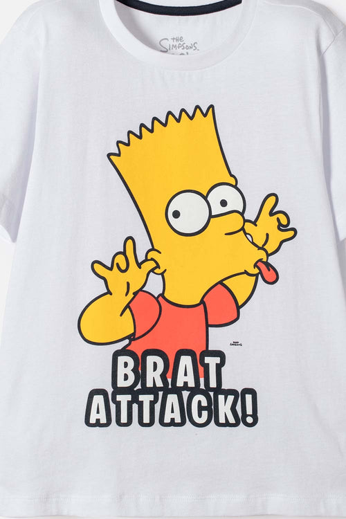 PIJAMA  DE LOS SIMPSON CON PANTALÓN LARGO BLANCO, AZUL Y AMARILLO PARA NIÑO