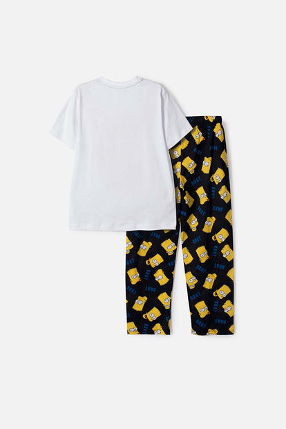 PIJAMA  DE LOS SIMPSON CON PANTALÓN LARGO BLANCO, AZUL Y AMARILLO PARA NIÑO