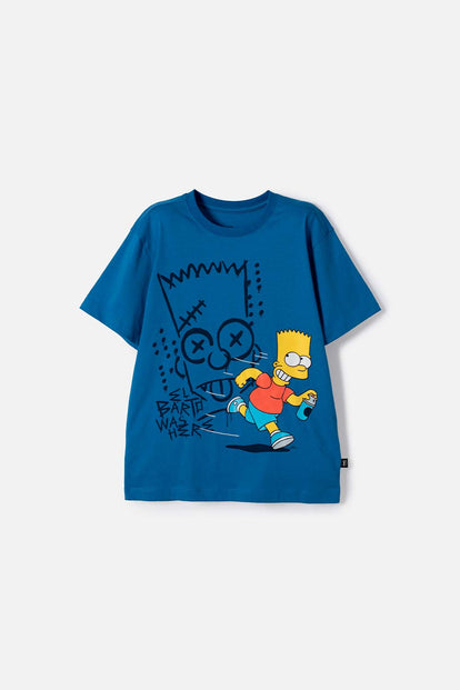 CAMISETA DE LOS SIMPSON MANGA CORTA AZUL PARA NIÑO