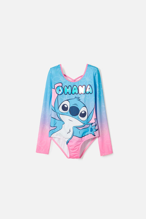 VESTIDO DE BAÑO DE STITCH  MANGA LARGA MULTICOLOR PARA NIÑA
