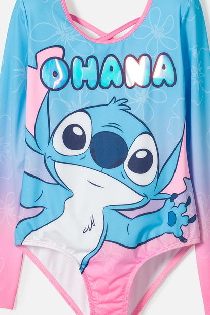 VESTIDO DE BAÑO DE STITCH  MANGA LARGA MULTICOLOR PARA NIÑA