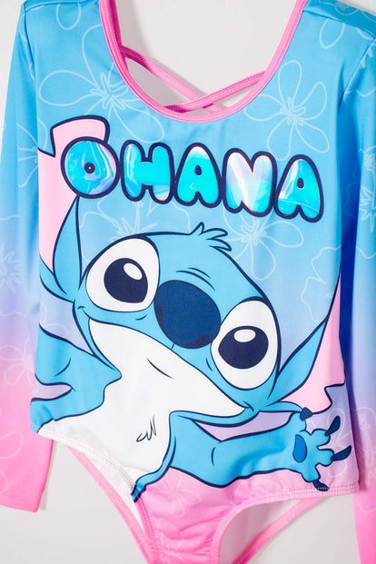 VESTIDO DE BAÑO DE STITCH  MANGA LARGA MULTICOLOR PARA NIÑA