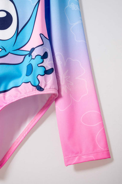 VESTIDO DE BAÑO DE STITCH  MANGA LARGA MULTICOLOR PARA NIÑA