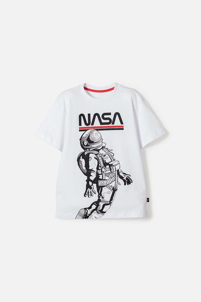  CAMISETA DE LA NASA MANGA CORTA BLANCO PARA NIÑO