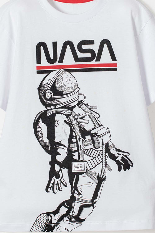 CAMISETA DE LA NASA MANGA CORTA BLANCO PARA NIÑO