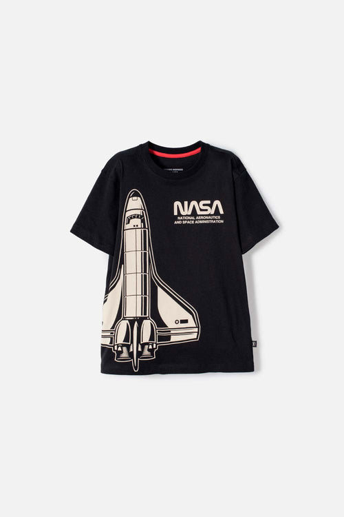 CAMISETA DE LA NASA MANGA CORTA NEGRO PARA NIÑO