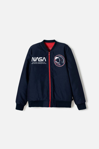 CHAQUETA DE LA NASA CON CIERRE AZUL PARA NIÑO