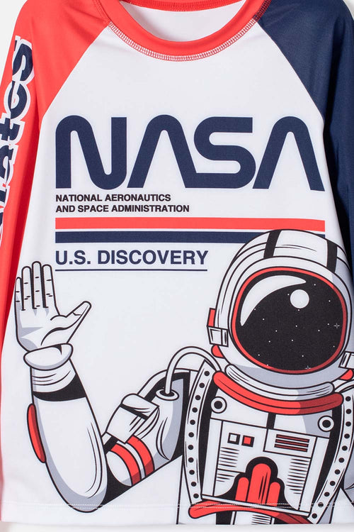 CAMISETA DE BAÑO NASA MANGA LARGA MULTICOLOR PARA NIÑO