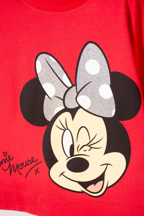 CAMISETA DE MINNIE MOUSE MANGA CORTA ROJO PARA NIÑA