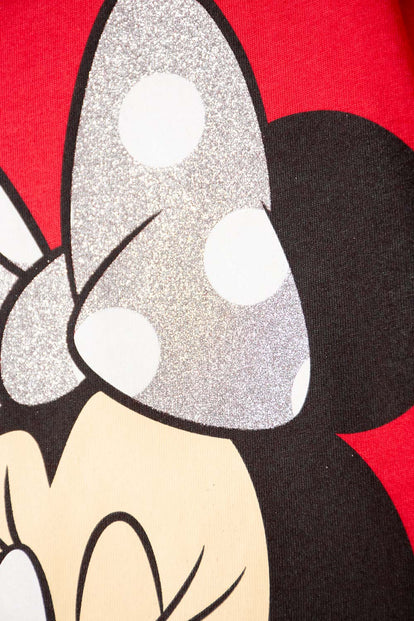 CAMISETA DE MINNIE MOUSE MANGA CORTA ROJO PARA NIÑA