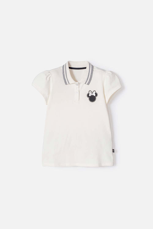 CAMISETA TIPO POLO MINNIE MOUSE MARFIL PARA NIÑA