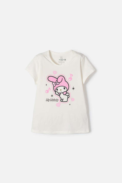 CAMISETA MY MELODY MANGA CORTA MARFIL PARA NIÑA