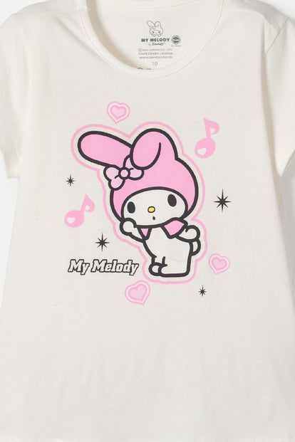 CAMISETA MY MELODY MANGA CORTA MARFIL PARA NIÑA