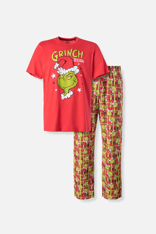 PIJAMA THE GRINCH CON PANTALÓN LARGO ROJO PARA HOMBRE