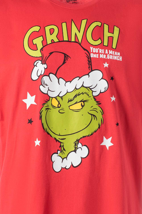 PIJAMA THE GRINCH CON PANTALÓN LARGO ROJO PARA HOMBRE