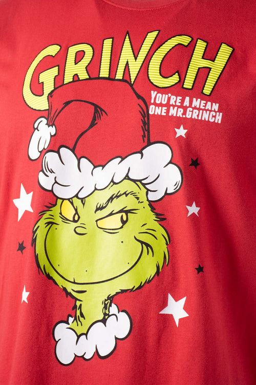 PIJAMA THE GRINCH CON PANTALÓN LARGO ROJO PARA HOMBRE